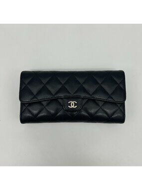Chanel Quilted Wallet Caviar Leather